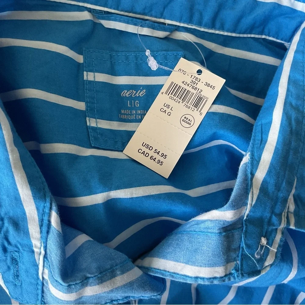 Aerie Striped Button-Up in Blue and White L oversized - Picture 11 of 11